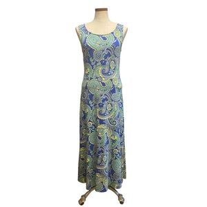 Talbots’s Crossed Back Jersey Maxi Dress Groovy Paisley Sz MP